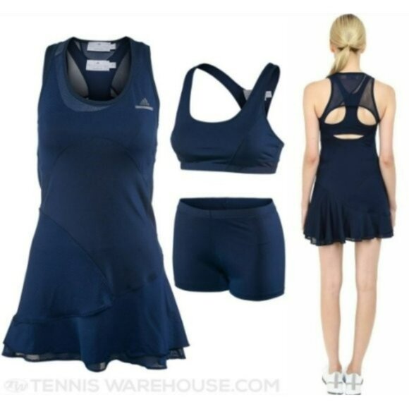 NWT Adidas Stella McCartney Blue Tennis Dress + Bra + Shorts = 3 in 1 L Large